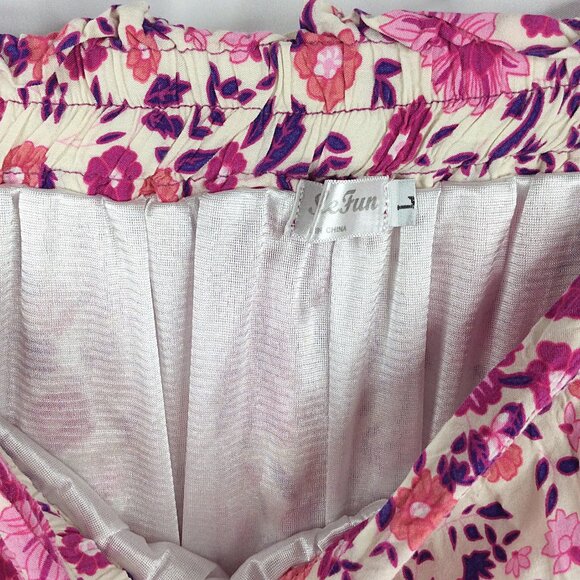 Simple Fun Floral Tiered Midi Skirt Women's Size Large Pink Purple Cottage Core - Picture 6 of 7